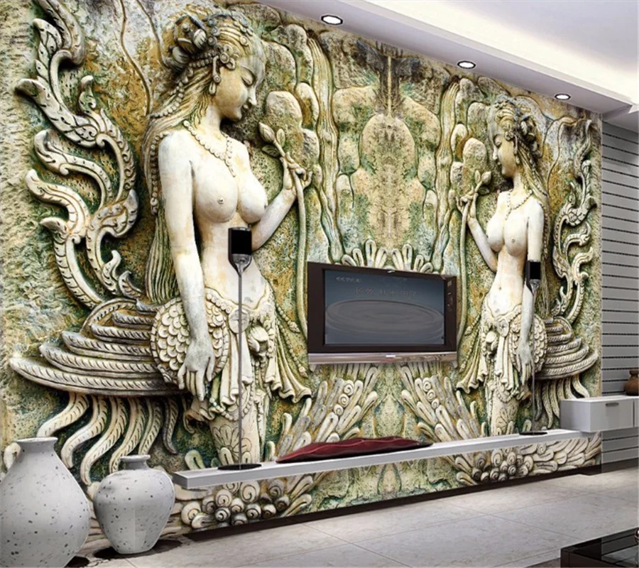 Большие настенные 3D обои beibehang на заказ рельефные Настенные Jingya с рельефным