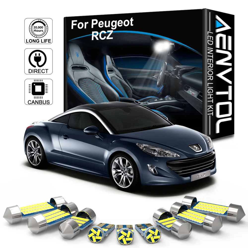 

AENVTOL 9Pcs Canbus For Peugeot RCZ 2010 2012-2016 Auto LED Interior Map Dome Trunk Lights License Plate Lamp Accessories Kit