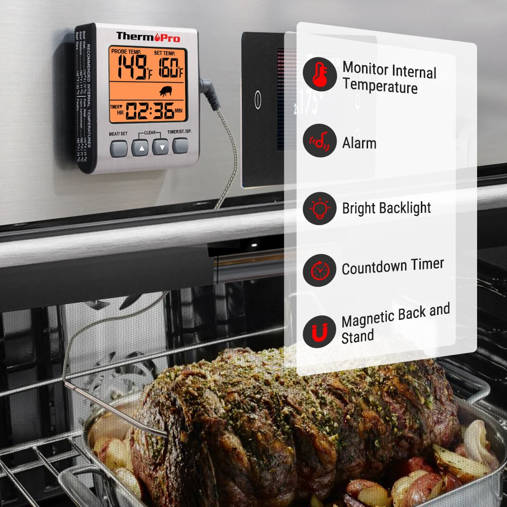 Цифровой термометр для духовки ThermoPro TP16S с таймером мяса Кухонный Термометр