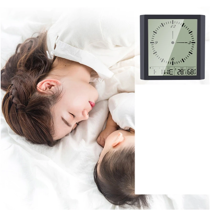 

Weather Stations Digital LCD Dispaly Large Screen Thermometer Humidity Wall Hanging Alarm Clock Newest Indoor
