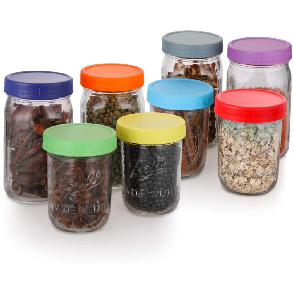 

8pcs Colored Mason Jar Lids Food-Grade Plastic Storage Caps for Canning Jars Anti-Scratch Resistant Surface HG99