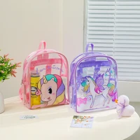 kids mini backpack purse cute unicorn pvc school bags for girls kawaii transparent jelly school backpack children clear bag