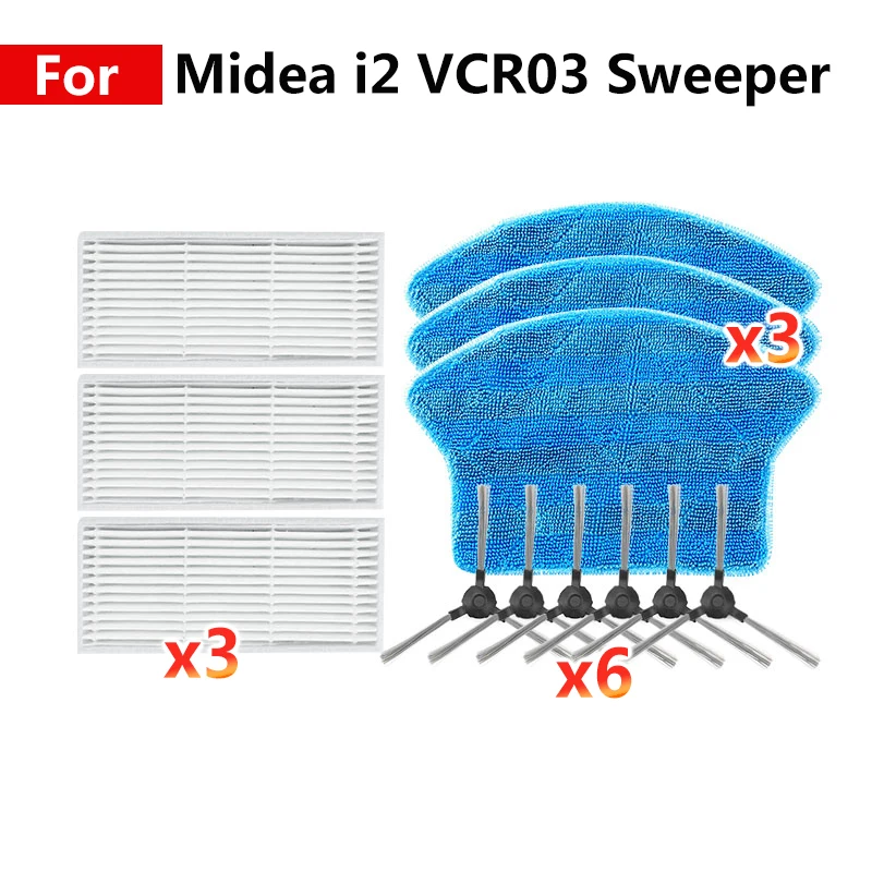 Сменные аксессуары для домашней уборки Midea i2 VCR03, боковая щетка, фильтр, Швабра, резервуар для воды, запасные части для дома - изображение