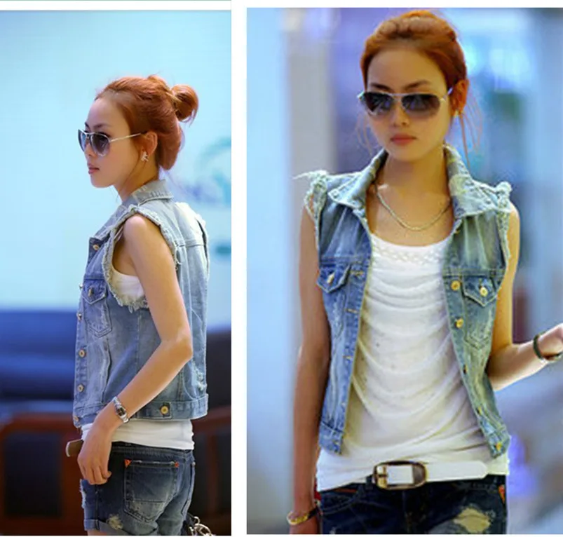 Женский кардиган с дырками джинсовый жилет в ковбойском стиле 2019 | Женская одежда