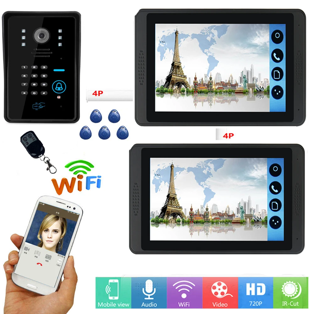 

SmartYIBA Video Intercom 7 Inch Monitor Wifi Wireless Video Door Phone Doorbell Intercom RFID Password Camera System APP Control