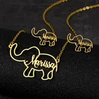 Персонализированные модные милые слон, подвеска, серьги, набор из нержавеющей стали имя кулон для женщина ребенка, ювелирные изделия в качестве подарка