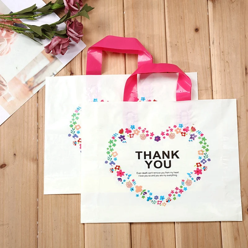 50 Pcs Thank You Plastic Merchandise Shopping Bags Boutique Retail Gift Party Supply(33X25X6CM) | Багаж и сумки