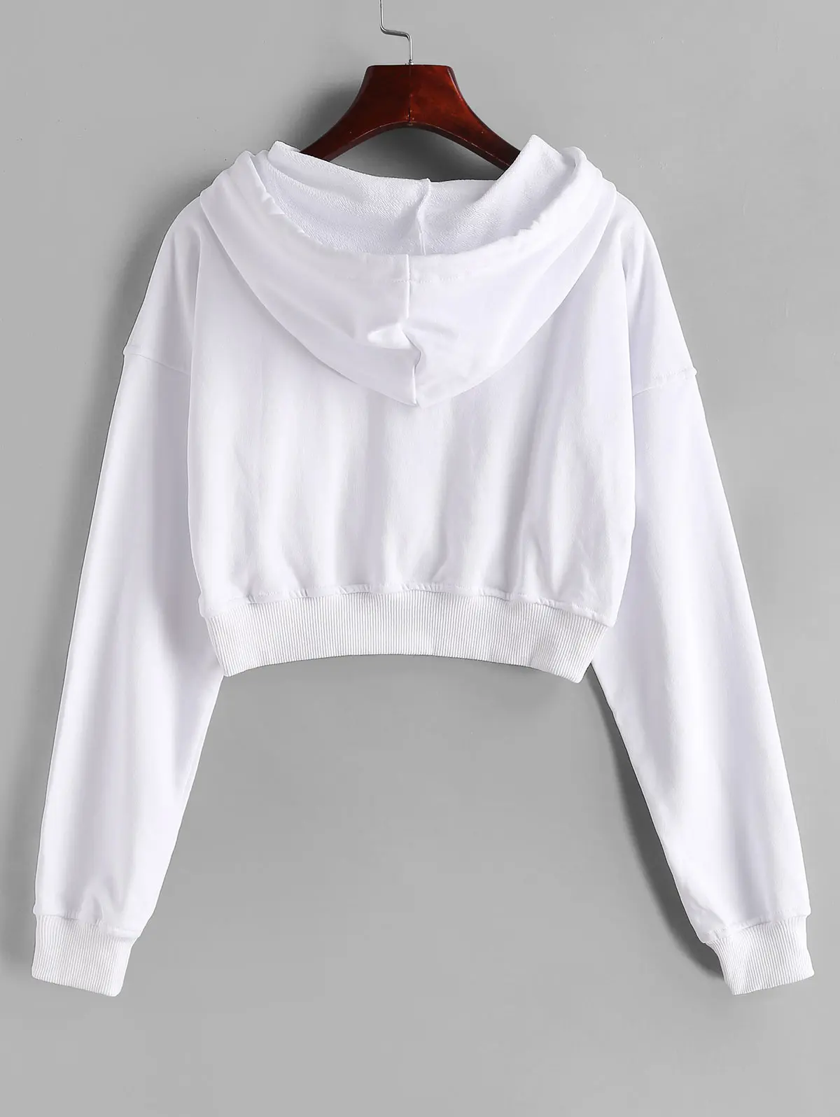 

ZAFUL Drawstring Drop Shoulder Plain Cropped Hoodie For Women Solid Plain Belly Sweatshirts Crop Top Full Sleeve Autumn Spring