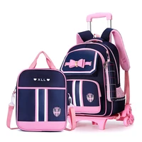 2021 new waterproof removable children school bags with 26 wheels stairs kids trolley schoolbag book bags boys girls backpack
