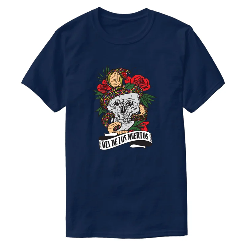Casual Creative Día De Los Muertos Snake Sugar Skull Roses Tshirt For Men Short Sleeve Men's Crazy Streetwear Size S-5xl |