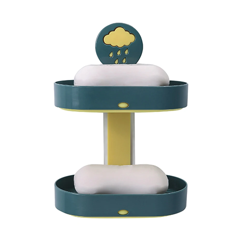 

2-layer Cute Cloud Punch Free Soap Storage Box Draining Rack Bathroom Organizer