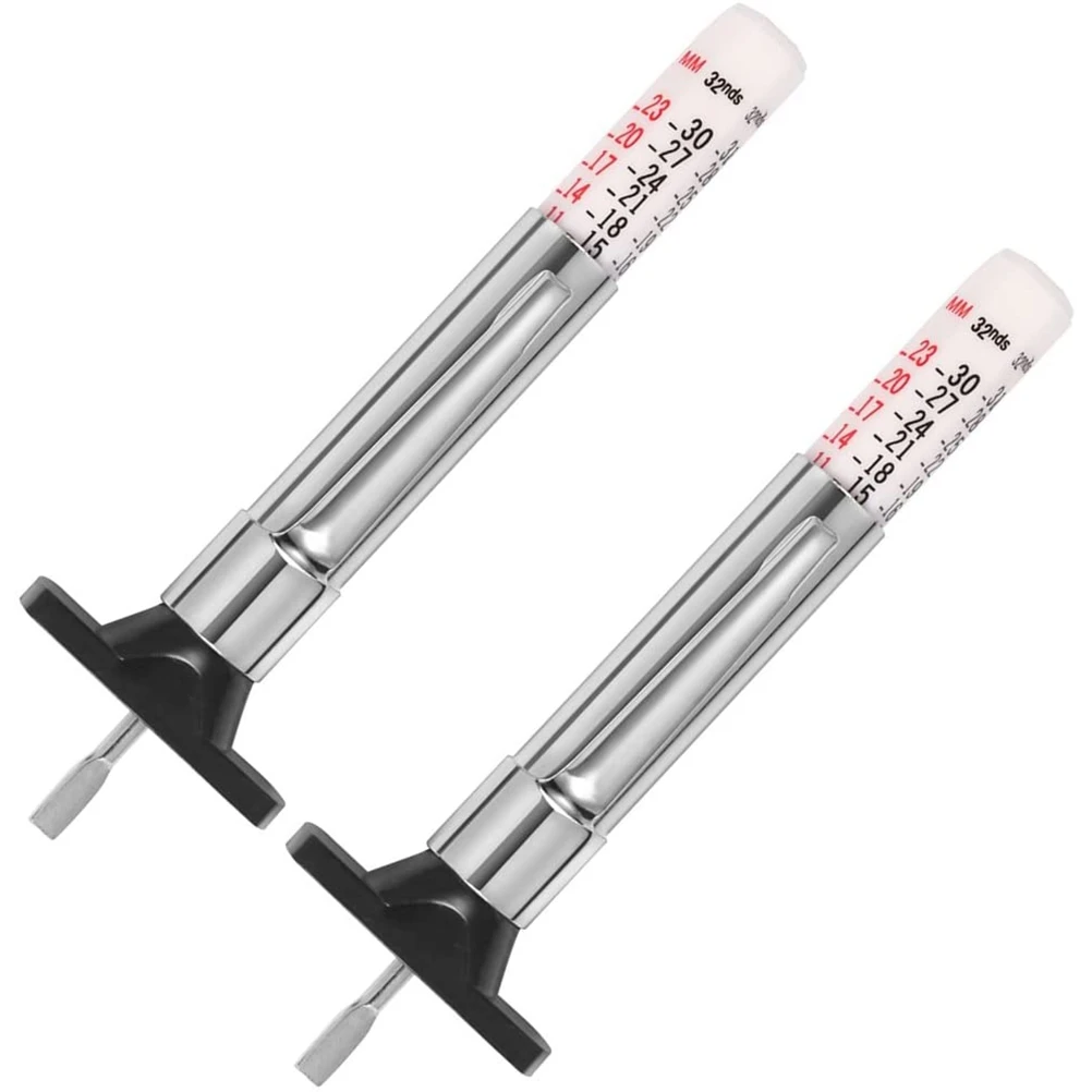 

2PCS Car Tyre Measuring Pen Color Coded Universal Tyre Tread Depth Measuring Tool Cylindrical Depth Gauge