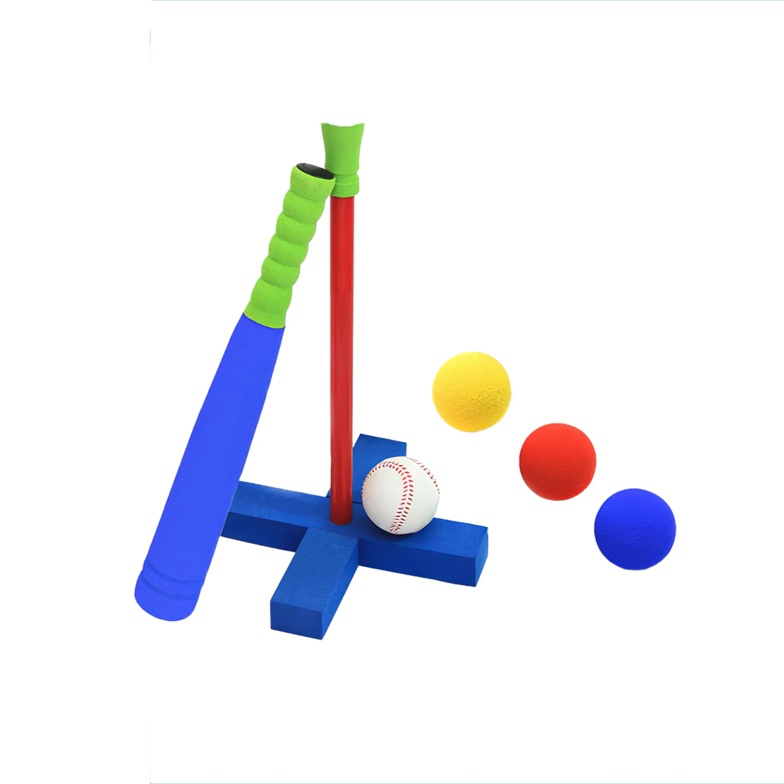 

Детский комплект для бейсбола из мягкой пены с Т-образным шариком, игрушечные разноцветные шарики, включают сумку-органайзер для детей от 1 ...
