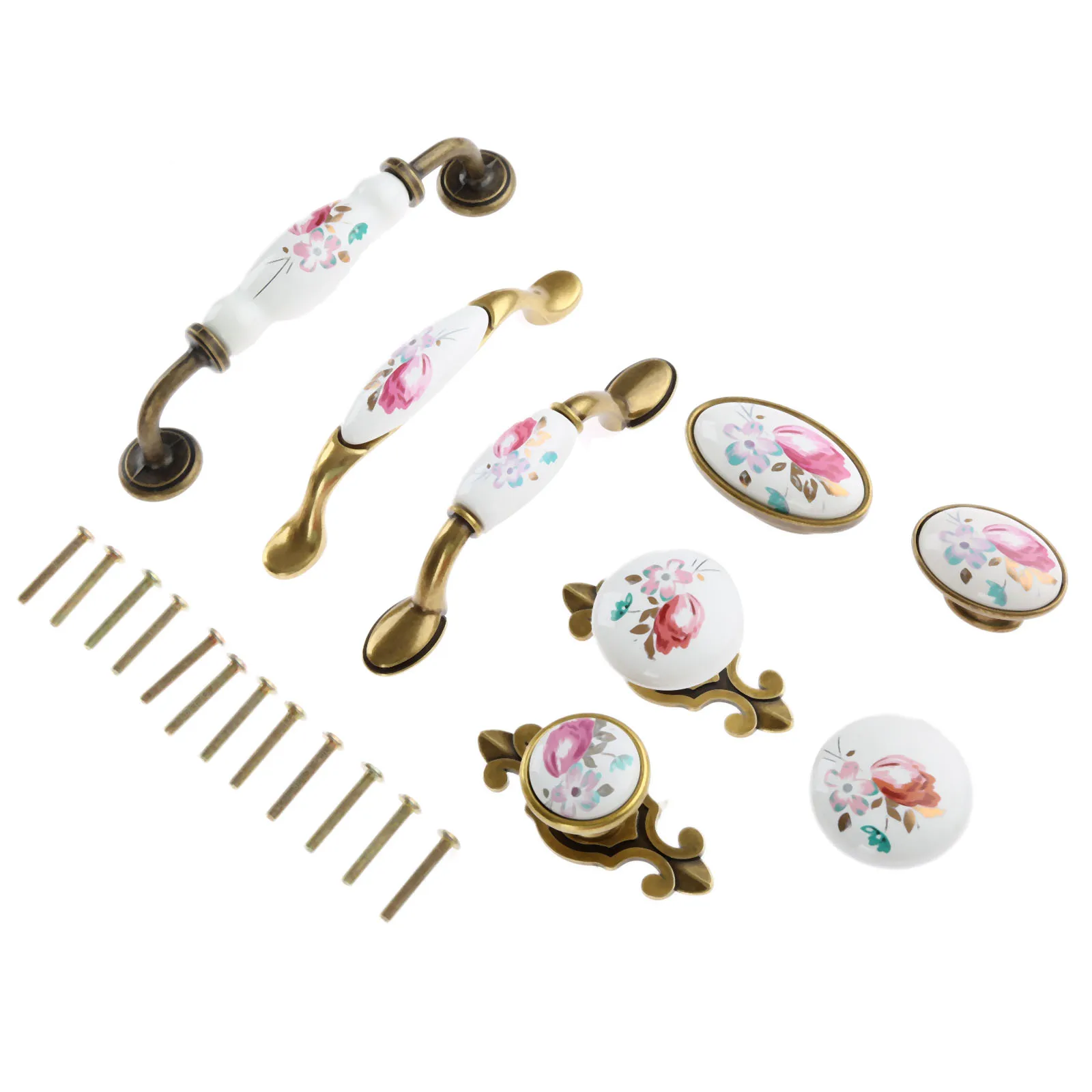 Винтажные керамические ручки для шкафа и 1 шт. китайская фурнитура цветочной