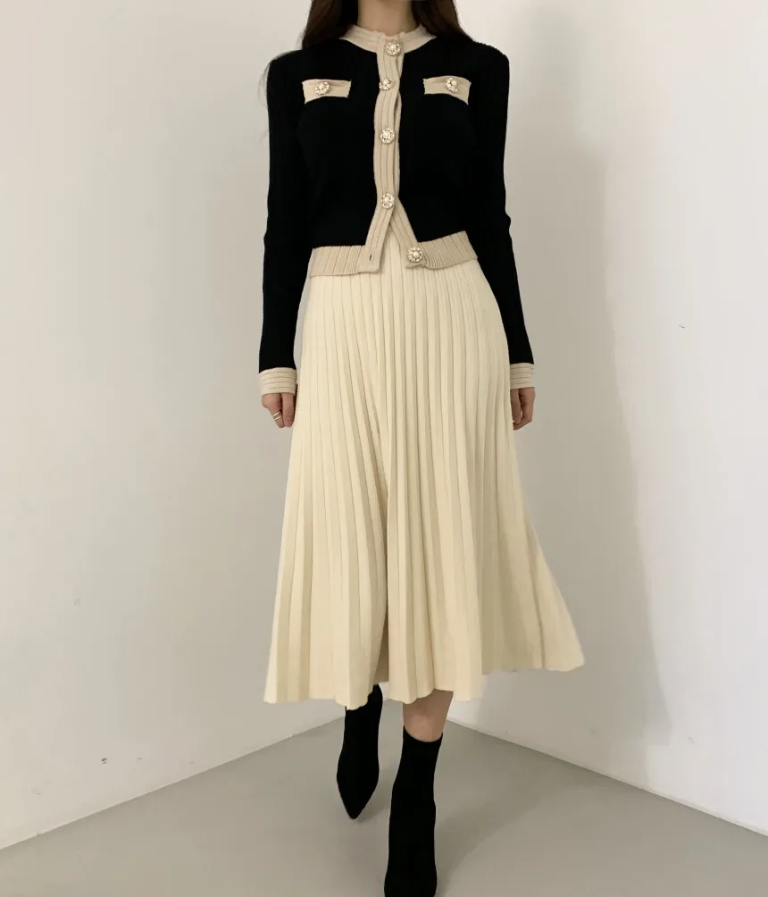 Шикарные офисные однобортный Перл кардиган с пуговицами свитер для девочек +