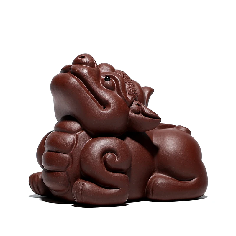 

Yixing pure handmade raw purple sand tea pet ornaments Zhaocai gift sculpture tea accessories manufacturer