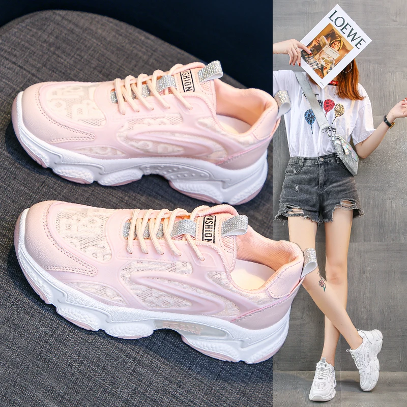 

Women Dad Shoes Adult Platform Trainers Stylish Casual Chunky Sneakers For Ladies white Sport Thick Sole Footwear Tripl 2021