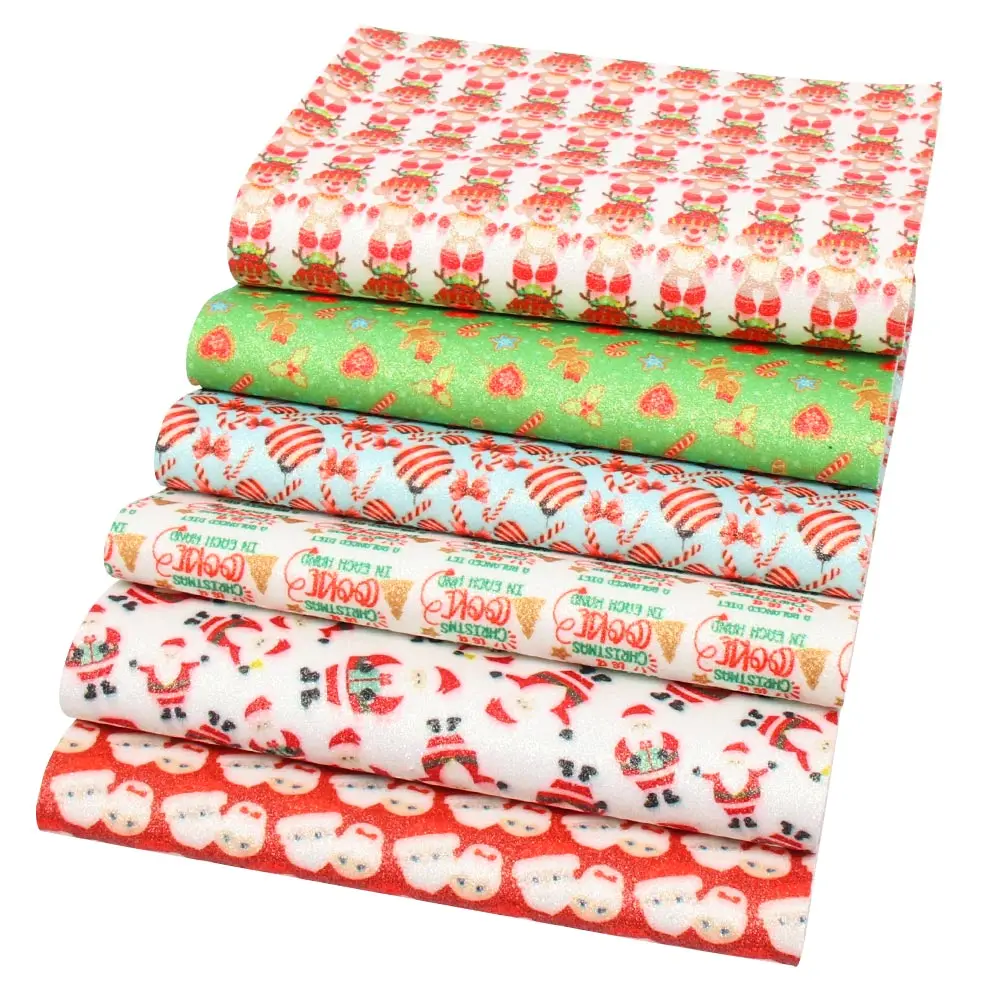 6pcs Xugar 6 шт./компл. 22*30 см, на Рождество, с блестками на леопардовая искусственная Синтетическая кожа лист для самостоятельного пошива одежды сумки узлом-бантиком - Цвет: 6pcs