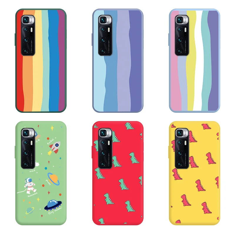 

For Xiaomi MI 10 Ultra Cartoon Dinosaur Flower Pattern Silicone TPU Painted Shockproof Matte Phone Cover