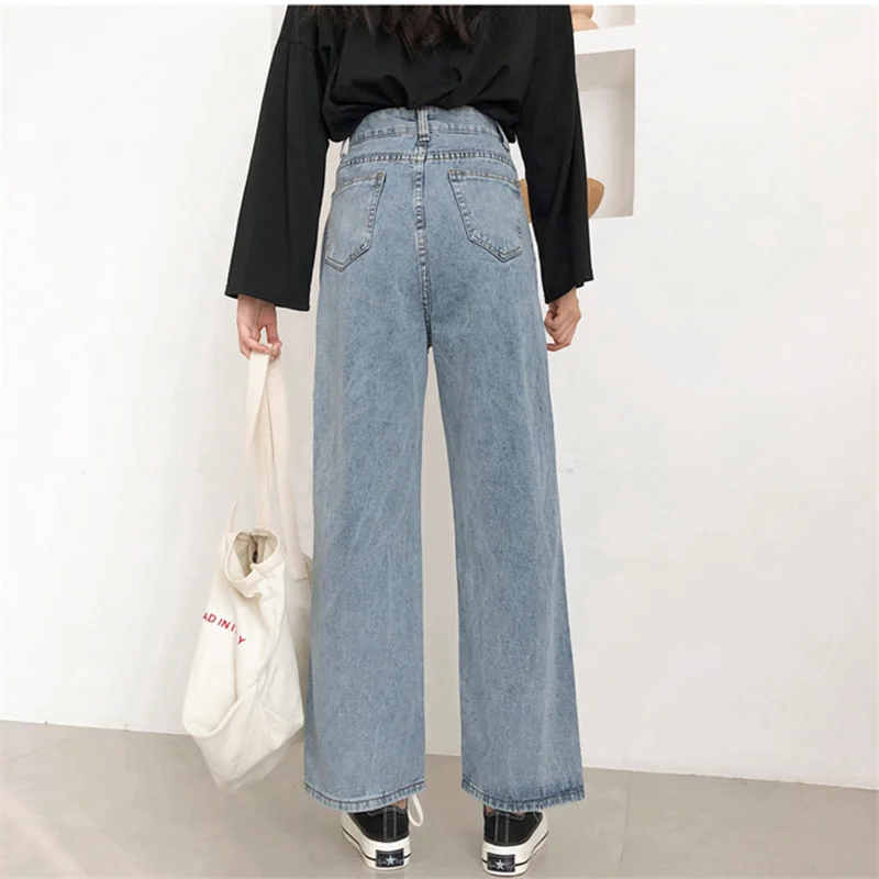 Джинсы женские с завышенной талией Свободные повседневные брюки-султанки джинсы