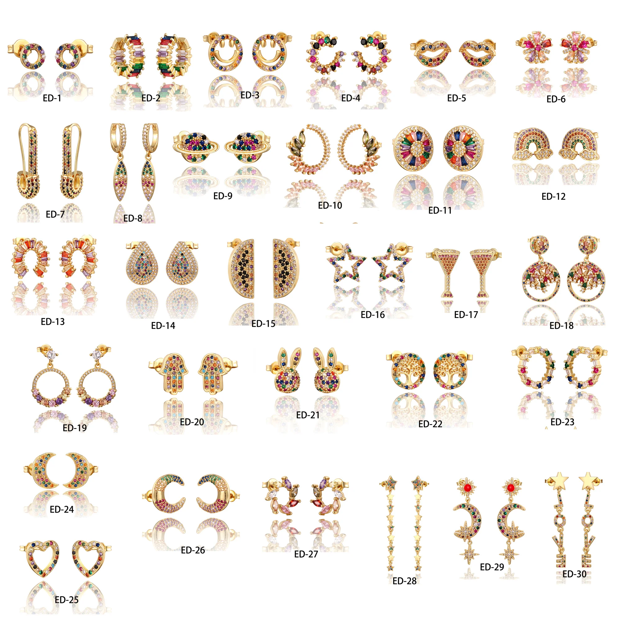 Женские серьги-гвоздики QITIS серьги в стиле панк из латуни с кубическим цирконием