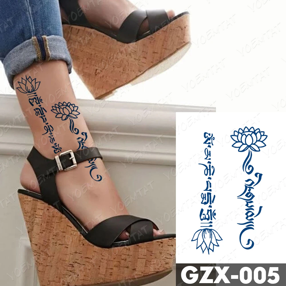 

Juice Lasting Waterproof Temporary Tattoo Sticker Lotus Totem Anchor Flash Tatto Male Indian Character Body Art Fake Tatoo Women