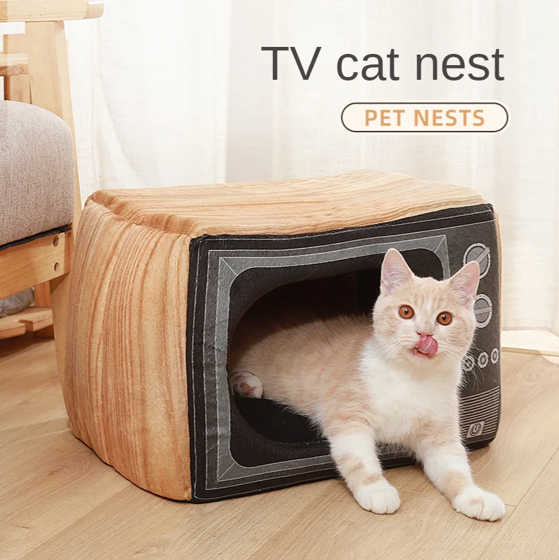 

Funny TV Cat Bed House for Cats Dogs Cute Puppy Dog Bed Cozy Cat Mat Bed Warm Durable Pet Basket Kennel Dog Cushion Cat Supplies