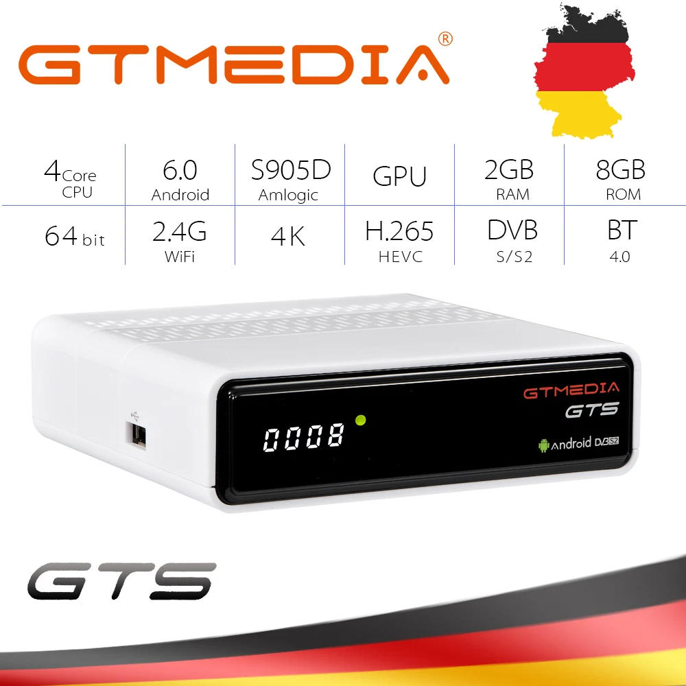 GTMedia GTS спутниковый ресивер IP ТВ Декодер android tv BOX smart tv Поддержка IPTV M3U cccam Full HD DVB-S2 H.265 встроенный WiFi