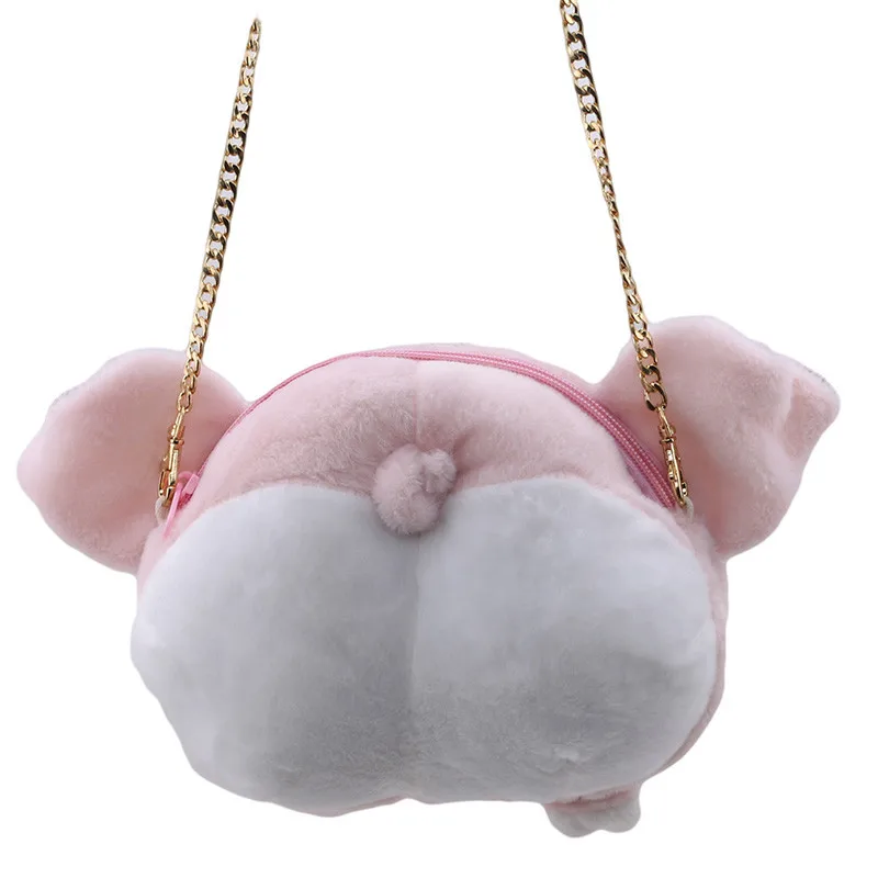

Animal Dog Butt Shoulder Bag Cute Cartoon Plush Zipper Money Wallet For Women Funny Birthday Christmas Gift