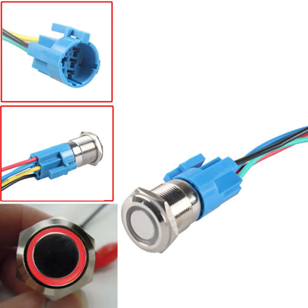 

2PCS 16mm 12V Car Red LED Light Angel Eye Metal Push Button Switch Socket Car Light Angel Eye Metal Signal Accessories