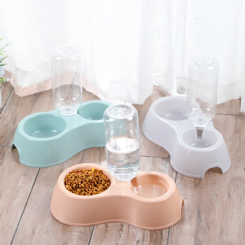 

Pet Feeder Double Bowls with Auto Water Dispenser Dog Bowl Cat Feeder Bowl Removable Pet Feeding Double Bowl
