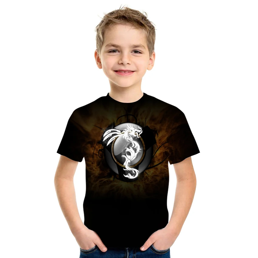 

2021 summer new 3D printing quick-drying clothing for boys and girls loose and comfortable milk silk fabric 4T-16T size