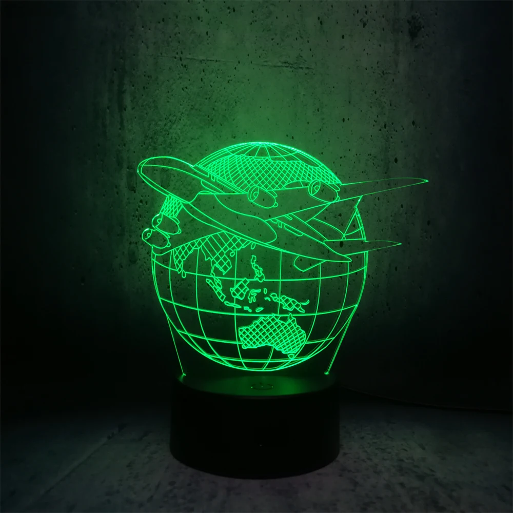 Креативный 3D USB светодиодный светильник Глобус земной план самолет Триумф небеса