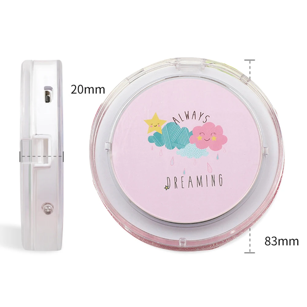 

LED Mini Makeup Mirror Hand Held Fold Small Portable Micro USB Connect Cable Chargeableable Cosmetic Mirror LED Light UpPortable