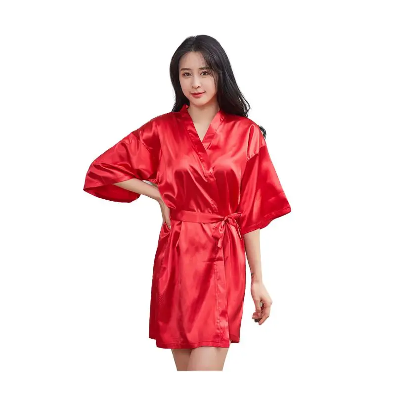

Women's Rayon 2-piece Robe Suit Bridesmaid Robe Dress Lace Sexy Kimono Bathrobe Evening Dress Casua