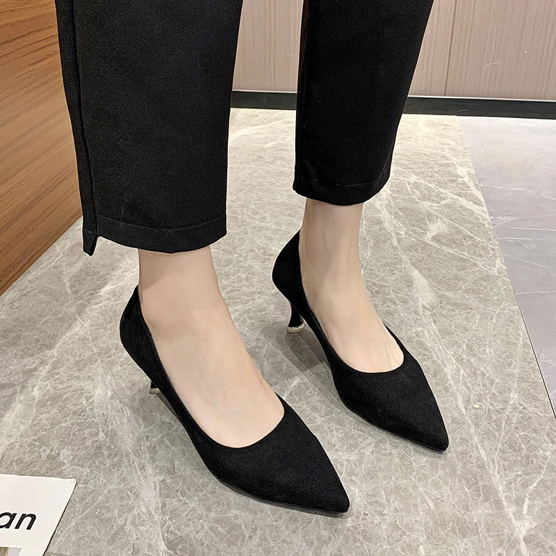 

Suede women's high heel women's shoes fashion ladies shoes pointed stiletto high heel ladies shoes 2021 new party shoes women