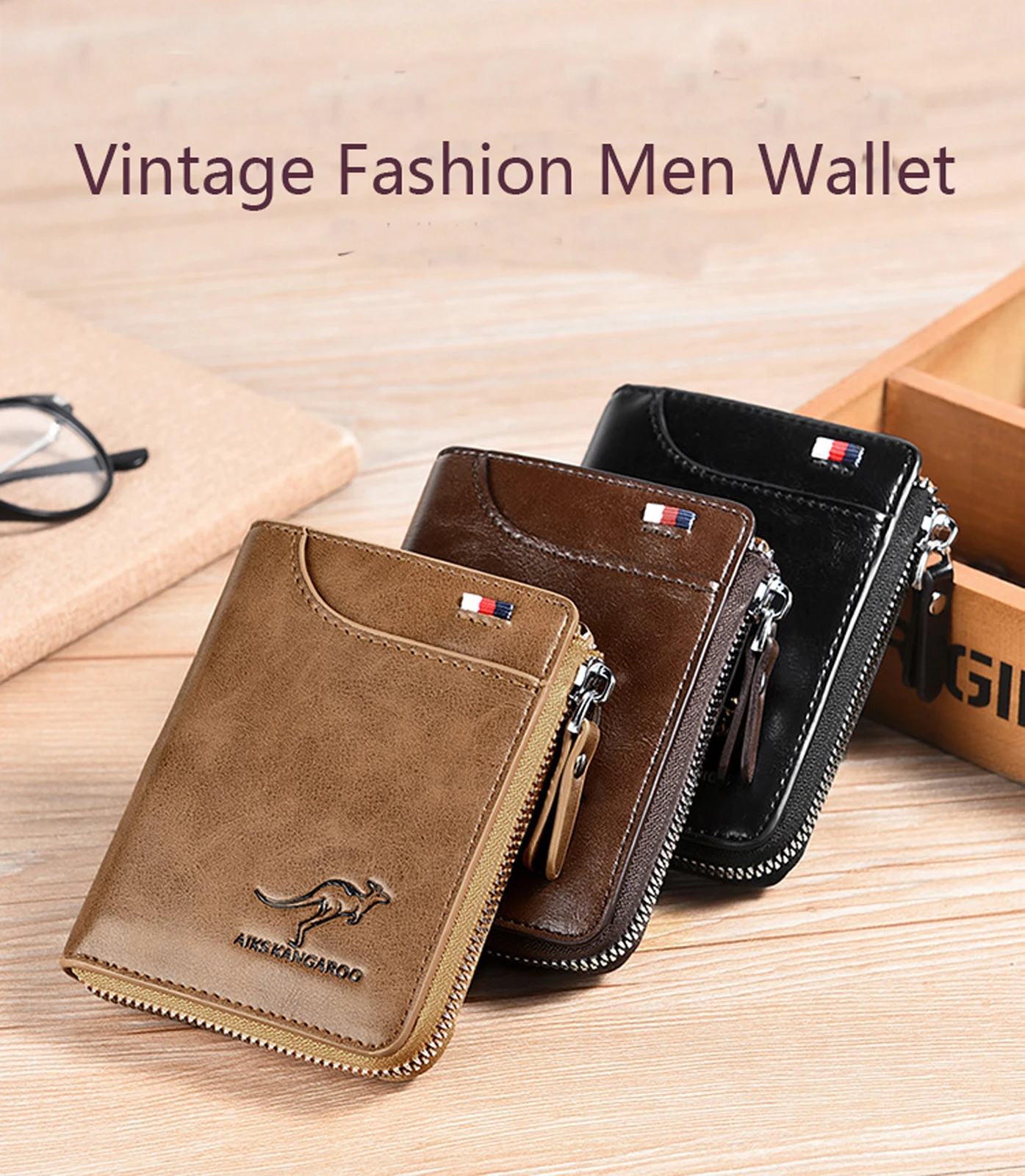 Portable Men PU Anti-theft Wallet Anti Credit Card Fraud Zipper Purse with Holders for Father Boyfriend Husband | Багаж и сумки