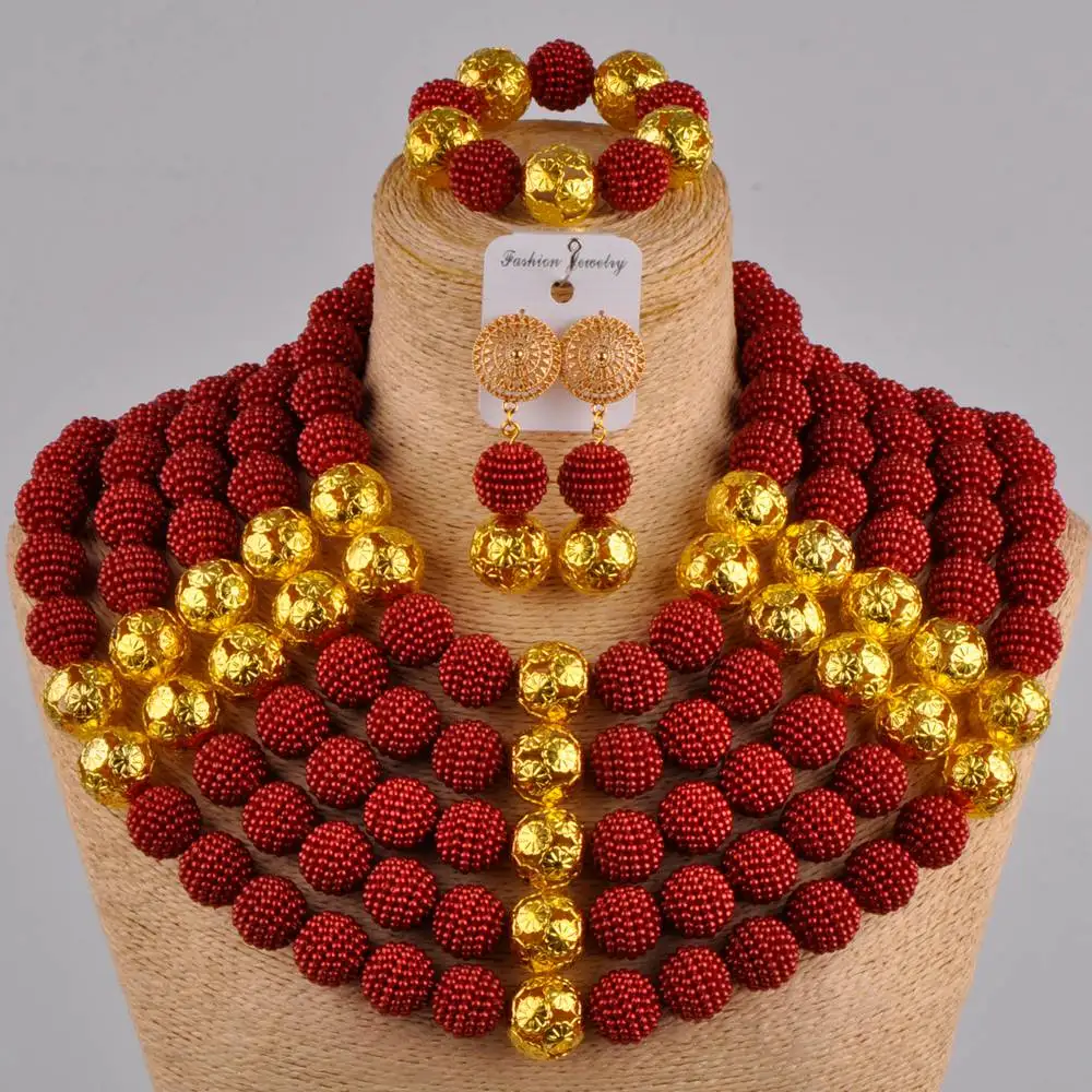 

simulated pearl african wedding beads jewelry set nigerian necklace costume jewelry set for women FZZ28