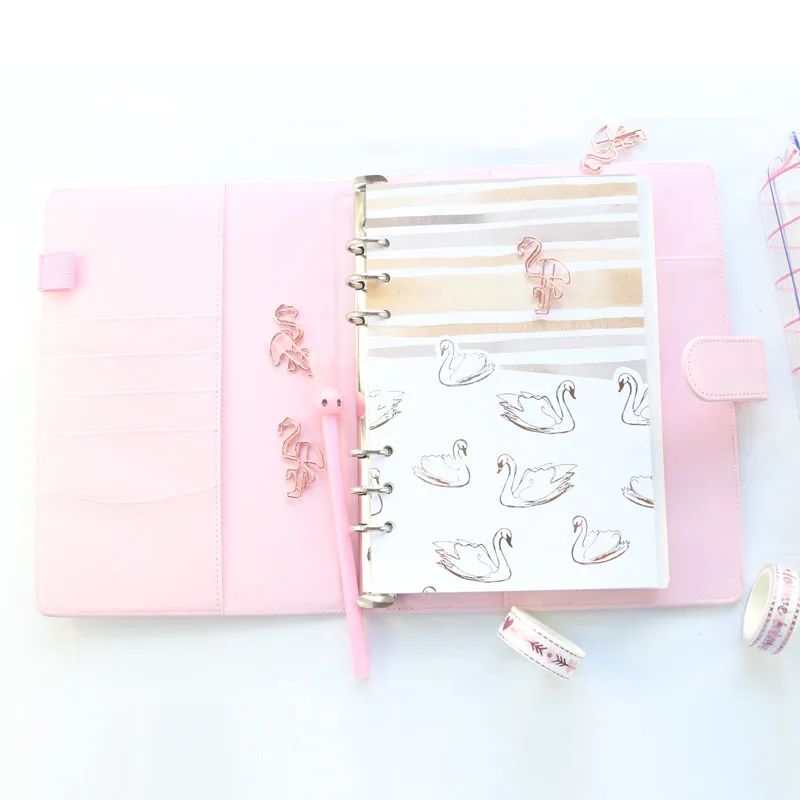 Милый школьный Органайзер Domikee с изображением лебедя из золотой фольги клейкая