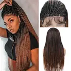 Парик для косплея Омбре коричневый 13*4, синтетические плетеные волосы из высокотемпературного волокна, с косичкой спереди, для черных женщин, без клея