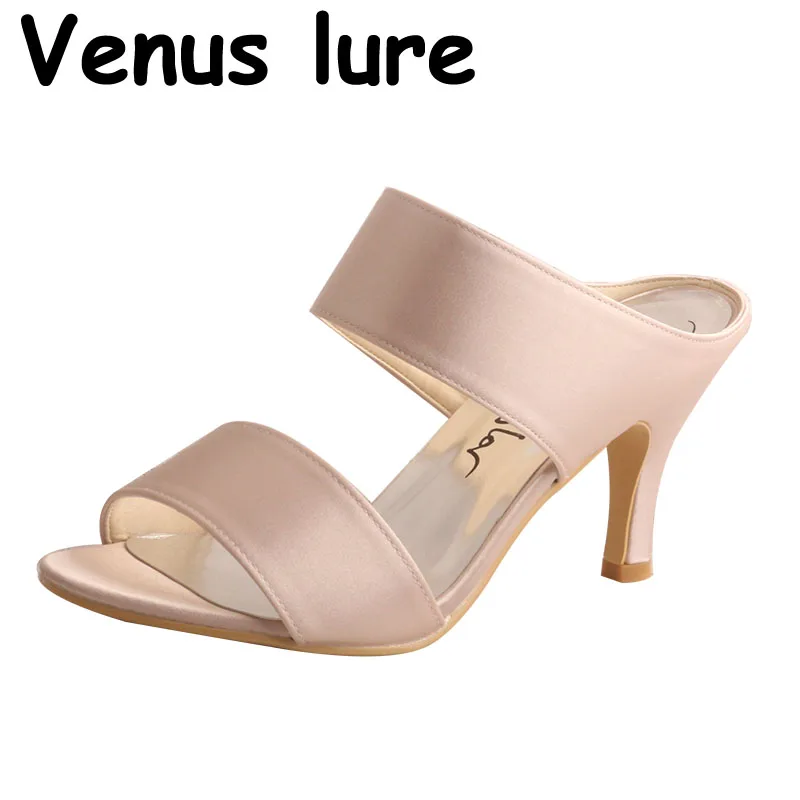 

Wedopus Women Evening Lazy Shoes Nude Color Party Wear Sandals 7.5CM