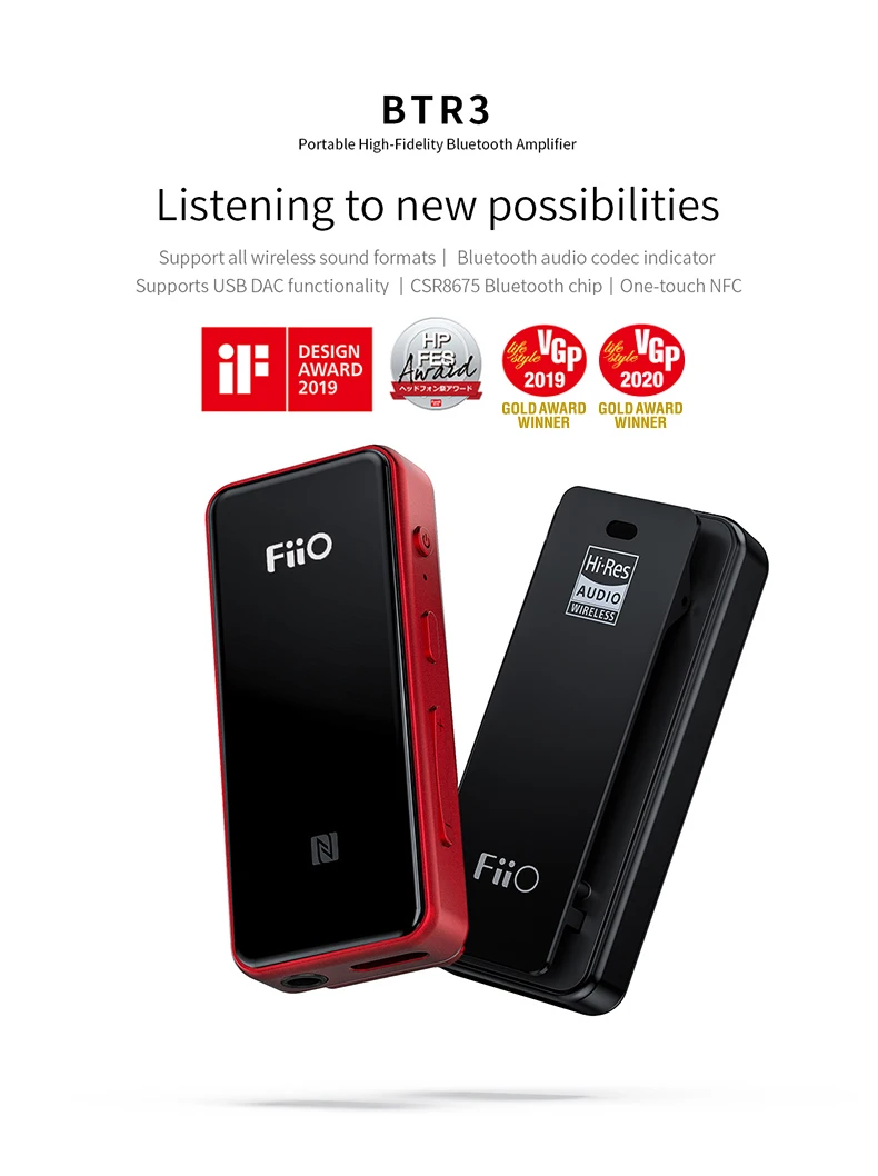 FiiO BTR3 csr8675 USB DAC/Bluetooth приемник aptXLL/aptXHD/LDAC для iphone/Android телефонов/ПК