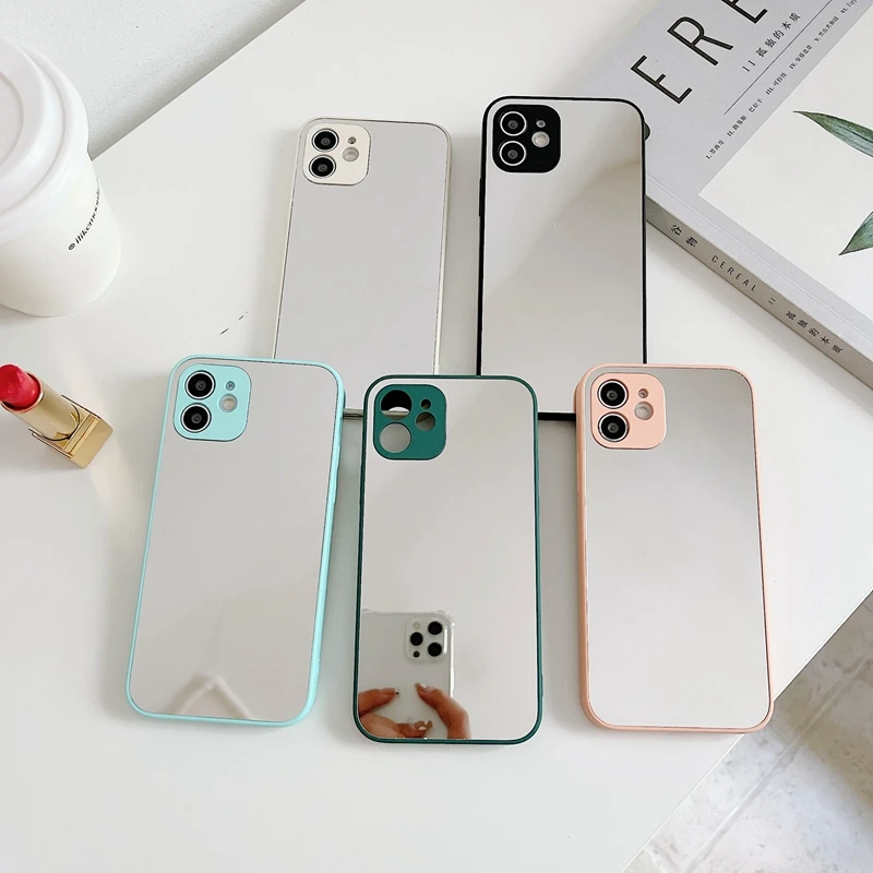 

Luxury Mirror Phone Case For iPhone 11 12 Pro Max XS X XR 7 8 Plus SE 2020 Mini Candy Shockproof Bumper Back Cover