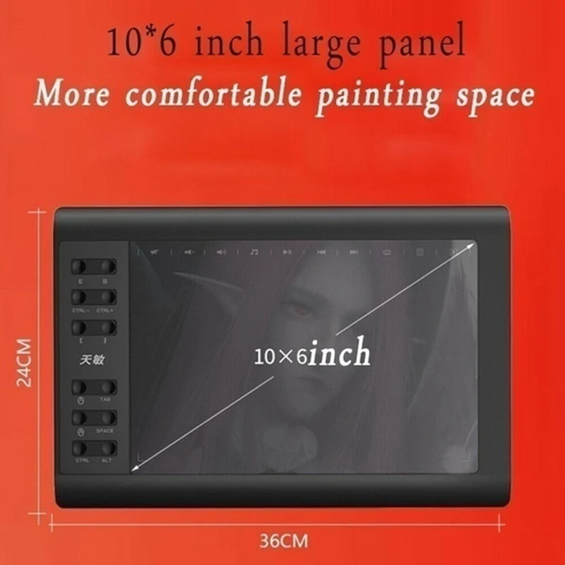 

10*6'' IPS HD Graphics Drawing Digital Tablet Monitor Pen Display 233 Point Quick Reading Pressure Sensing Universal