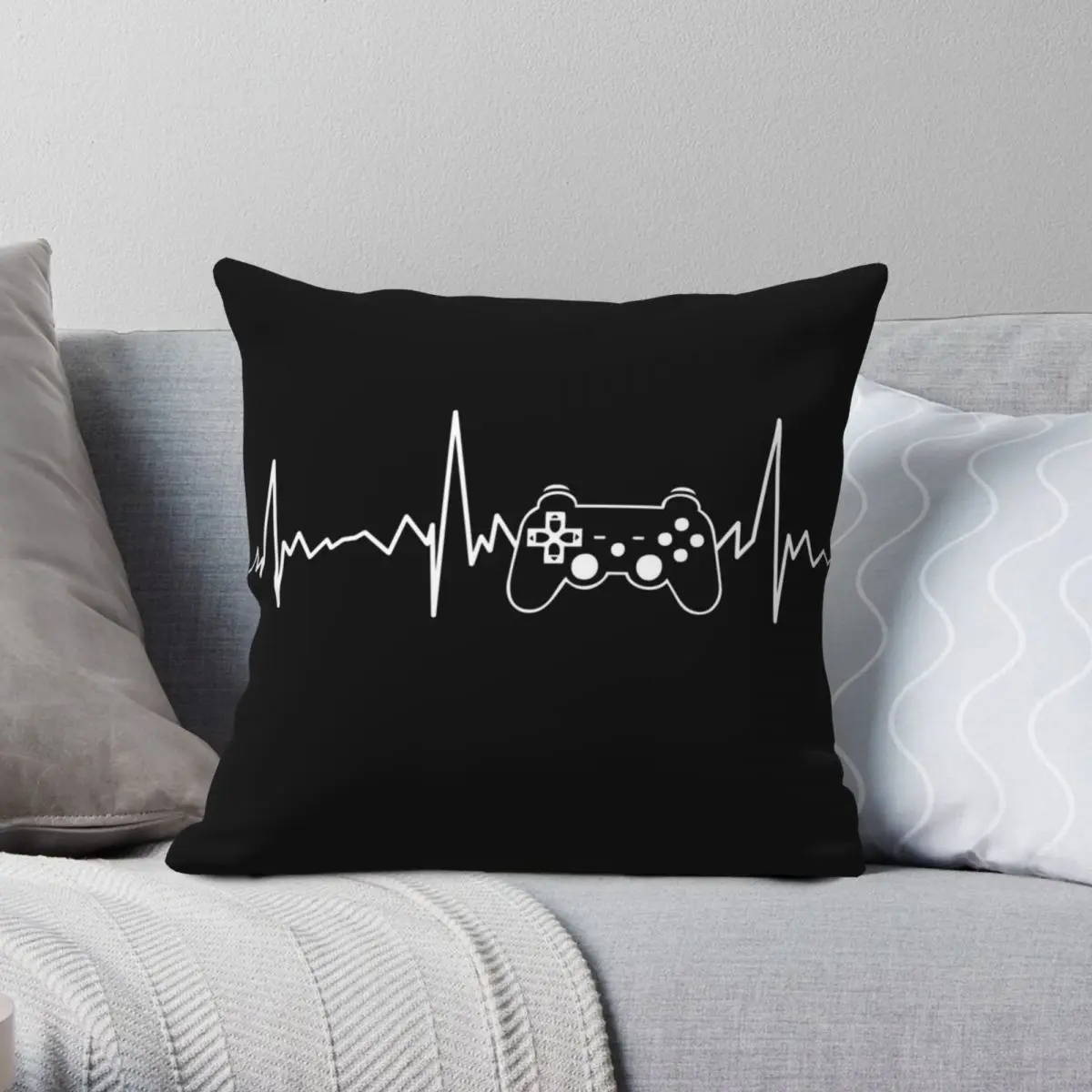 

Heartbeat Of Game Players Square Pillowcase Polyester Linen Velvet Pattern Zip Decor Throw Pillow Case Sofa Cushion Cover