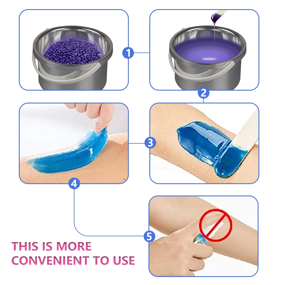 

Hair Removal Wax Heater Warmer Machine Set Waxing Kit 200g Hard Hot Wax Beans Depilatory Paraffin Stripless Wax Beads 10 Sticks