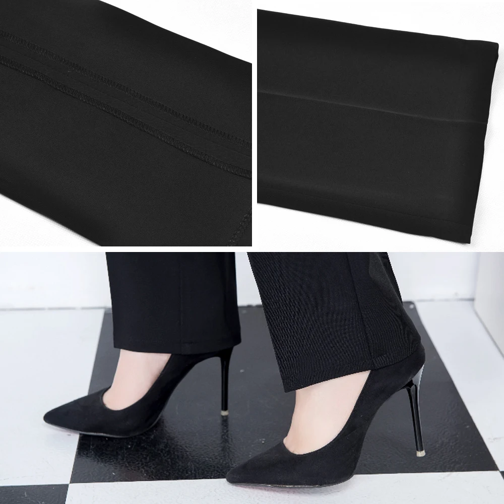 Брюки женские прямые с завышенной талией деловые облегающие строгие брюки