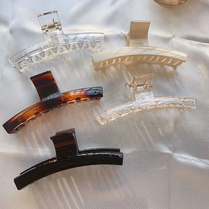 

Women Hair Claws Crab Soild Color Hair Clips Rectangle Resin Plastic Geometric Hairpins Girl decoration gift Hair Accessories