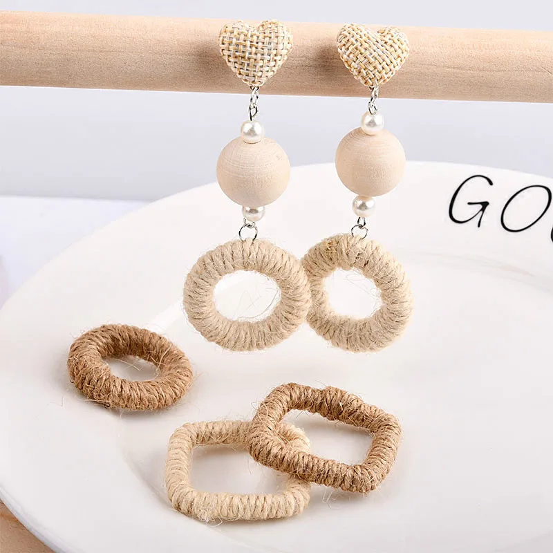 Аксессуары ручной работы в корейском ретро стиле креативные серьги из льняной