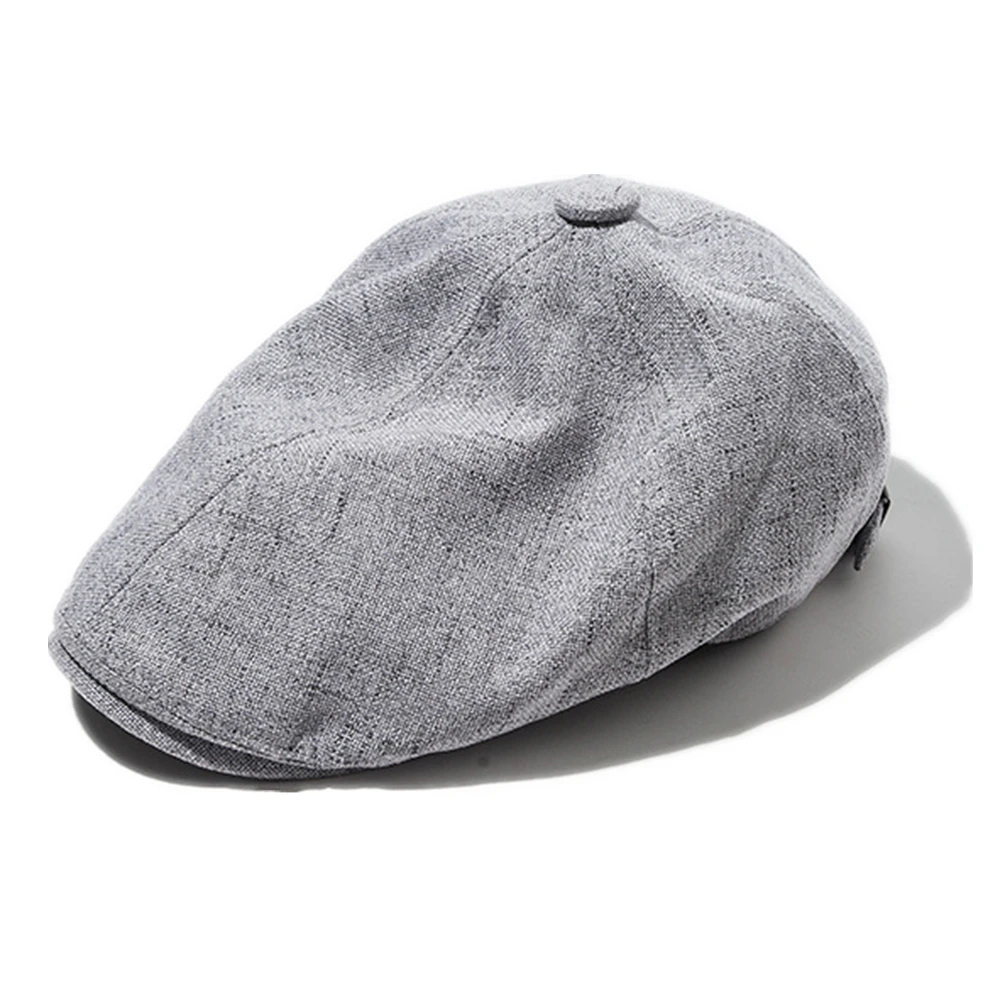 

BUTTERMERE Spring Summer Linen Beret Mens Hat Women Newsboy Cap Breathable Duckbill Driving Hats Cotton Khaki Gatsby Flat Gorras